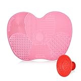 Uarter Makeup Brush Cleaner Fast Brush Cleaning Mat Apple Shape and Portable Silicone Washing Cup, 2 Pack