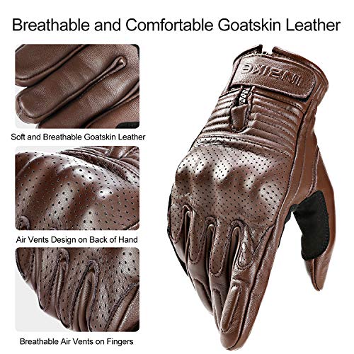 INBIKE Motorcycle Genuine Leather Gloves Men's Protective Motorbike