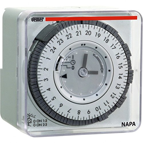 VEMER VE049300 model NAPA-ED Electromechanical time switch with daily programming. Wall, DIN rail or panel mounting