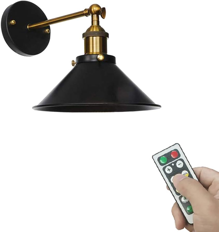 ANYE 1-Light 55 Lumens Led Remote Control Battery Operated Indoor Wireless Wall Sconce Light Fixture for Room Lighting Wall Decor Bedroom- Easy Installation, Dimmable Control,Battery Not Included