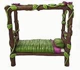 Miniature Fairy and Baby Gnome Bed - a 4-Post Miniature Bed for your Fairy and Gnome Garden, Pixies and Sprites - A Fairy Garden Accessory