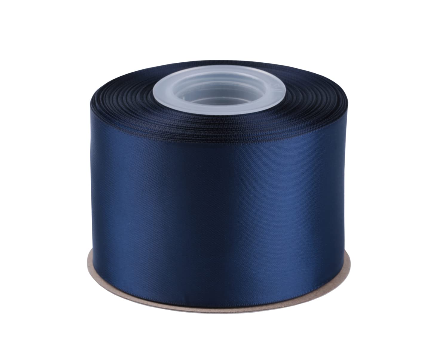 Fondersy 63mm X 22M Double Faced Satin Ribbon Navy Polyester Ribbon for Gift Wrapping Wedding Decoration Floral Arrangement Crafts — image 1