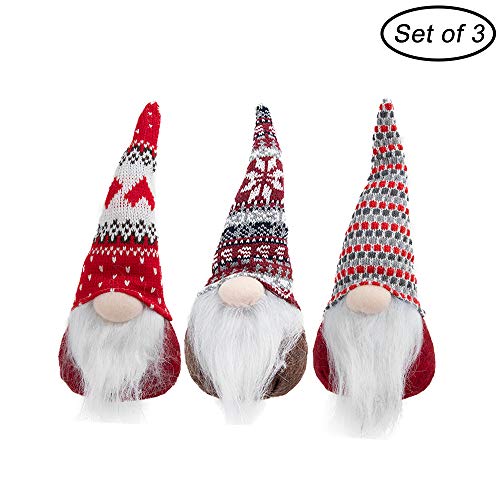 GMOEGEFT Handmade Swedish Christmas Gnome Plush, Scandinavian Santa Tomte, Christmas Elf Decoration Holiday Ornaments, 12 Inches, Set of 3 (A)