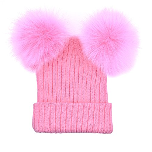 Awaytr women girl warm knit hat - crochet fur ball wint…