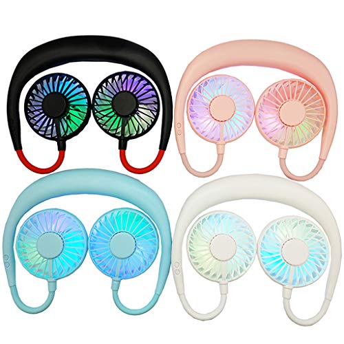 DZTZ Hanging Neck Lazy Wearable Fan Neckband Fan, Hands Free Personal Cooling Fan,Wearable Portable Neckband Mini Fan with Rechargeable Battery (Blue)
