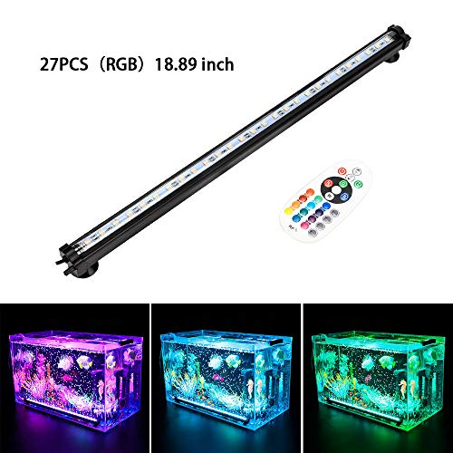 LONDAFISH Aquarium Air Bubble Lights LED Fish Tank Light Lighting Remote Control 3.8W/5.8W 16 Colors (5.8W/27 Lights)