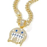 WEBONE Miami Cuban Link Chain for Men,Iced Out Chain -Gold/Silver Bling Diamond Pendant Hip Hop Jewelry