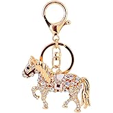 JTTBIGV Cute Animal BlingBling Crystals Keychain Animal Charm Keyring Car Bag Wallet Purse Handbags Cars Key Pendant Decor (Gold Horse)