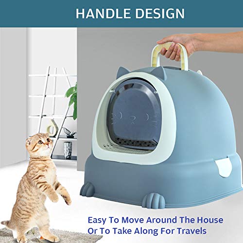 JX FITNESS Cat Litter Box with Removable Tray, Scoop, Waste Bag
