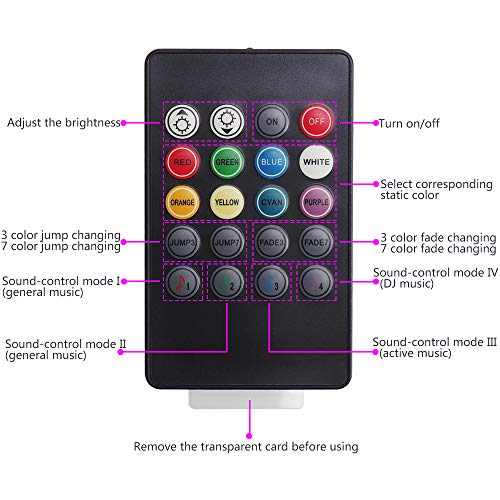 LED Car Interior Lights 4 Pcs 48LED, Henlight Multi-Color Changing Car Strip Lights with Remote Control, USB LED Car Music Lights Under Dash Lighting Kits with Sound Active, DC 12V