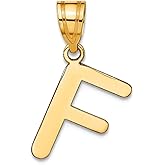 JewelryWeb 14k Gold Polished Bubble Letter F Initial Pendant Necklace Pendant for Women