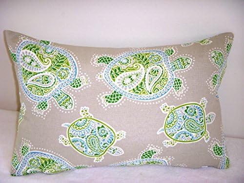 Indoor/Outdoor Pillow Cover Tranquil Turtles Tommy Bahama Fabric Blue Green Tan Zipper