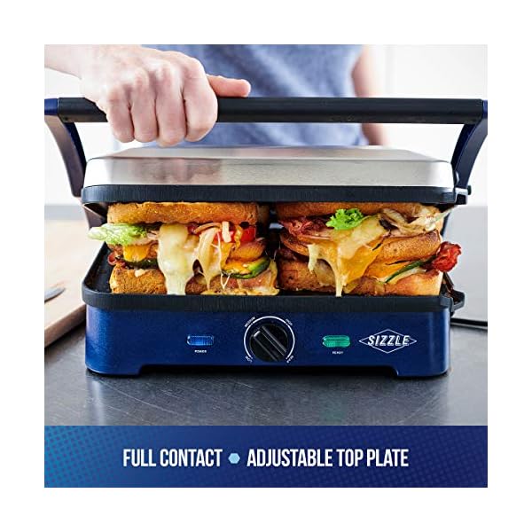 Blue Diamond Ceramic Nonstick, Electric Contact Sizzle Griddle, Open