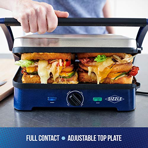 Blue Diamond Ceramic Nonstick, Electric Contact Sizzle Griddle, Open