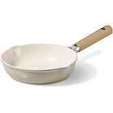 CAROTE 8" Ceramic Frying Pan Skillet, Non Stick Frying Pan Chef's Pan, Healthy & PFOA/PFAS Free, Induction-Compatible, Taupe