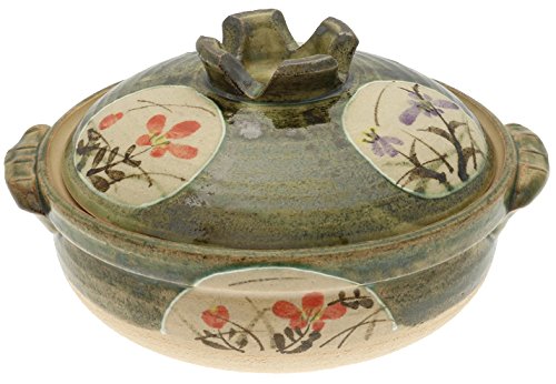 Click Here to See More Images Kotobuki 190-936D Garden Floral Japanese Donabe, Medium, Green