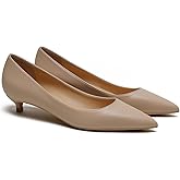 MOOMMO Low Kitten Heel Pumps for Women Pointed Toe Satin Dress Shoes Slip On 1 Inch Low Heel Work Pumps Chic Basic Casual Office Evening Party Bridal Pump Shoes 4-13 M US