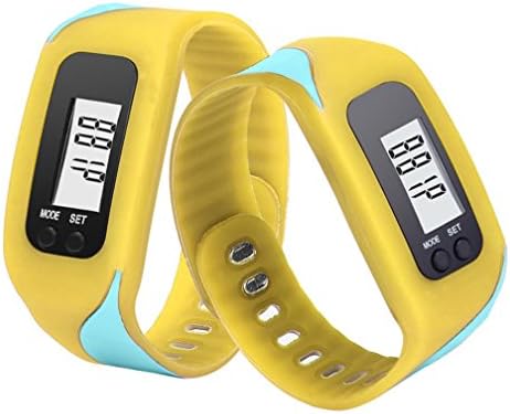 Men Watches,TOMIN Digital LCD Pedometer Run Step Walking Distance Calorie Counter Watch Bracelet (Yellow)