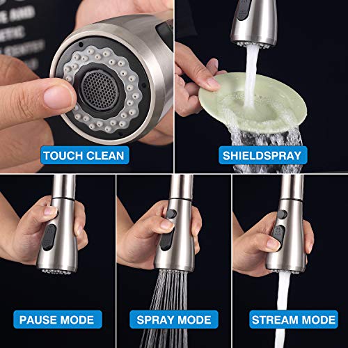 Kitchen Faucet with Sprayer MSTJRY Kitchen Sink Faucet with Sprayer Stainless Steel Faucets for Kitchen Sinks Pull Down Kitchen Faucet Single Handle 16.5”