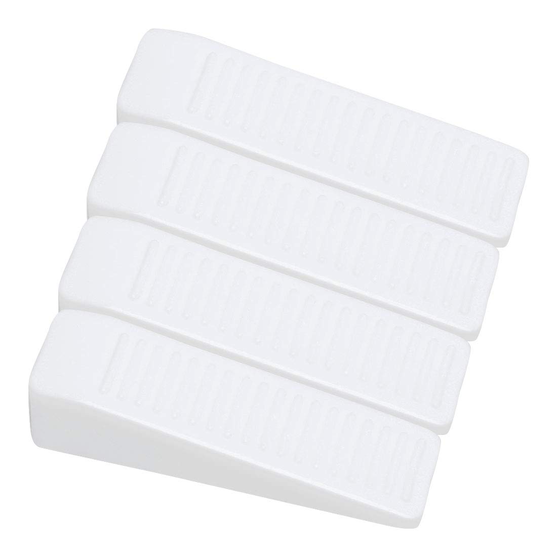 sourcing map Plastic Door Stopper Multi-surface Door Stop Wedge Wedges Door Gaps - Flexible and Non-scratching Door Holder 4 Pack, White