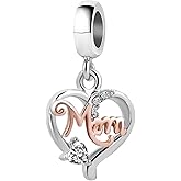 JMQJewelry Mom Mother Birthstone Heart Love Women Bead Charms Fits Pandora Bracelets Mothers Day