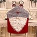 CheeseandU Christmas Chair Covers Set of 2, Red Grey Santa Claus Hat with White Beard Slipcovers Suits Chair Back Cover Kitchen Dining Room Hotel Xmas Holiday Party Decor,Red&Grey