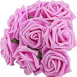 Leegoal(TM) Artificial Rose Flowers Bridal Wedding Bouquets (Dark Pink,20pcs)