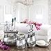 Creative Scents Bathroom Accessories set, 4-Piece Silver Mosaic Glass Luxury Bathroom Gift Set, Includes Soap Dispenser, Toothbrush Holder, Tumbler & Soap Dish – Finished in Stunning Silver