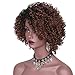 AisiBeauty Natural Brown Medium Short Curly Wigs with Dark Roots Short Fluffy Curly Hair Wig for Black Women Heat Resistant Synthetic Wig