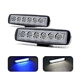 Jiawill Dual Color Marine LED Spreader Flood Deck Light for Boat White Housing (Pack of 2) DC 9~32V with 316L Stainless Steel Bracket