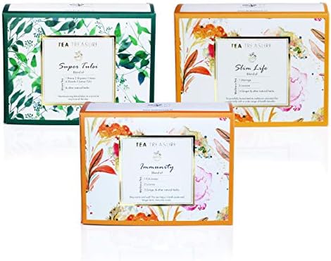 TeaTreasure Slim Life, Immunity and Super Tulsi Tea - Assortment Pyramid Tea Bags