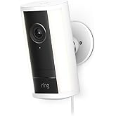 Ring Spotlight Cam Pro, Plug-in (newest model), Home or business security, Retinal 4K with wide-angle video, 10x Enhanced Zoom, and 600 Lumen Spotlights, White