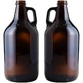 FastRack 64oz Amber Glass Growlers with Polyseal Caps (2 Pack) | Half Gallon (1/2 Gallon) Beer Growler Jugs for Home Brewing, Wine, Cider & Kombucha – Reusable Amber Glass Jugs for Beverage Storage