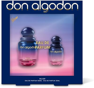 Don Algodón Set Eau de Parfum Mujer | 100 ml + 30 ml | Perfume floral gourmand con lirios del desierto, coco e iris | Fragancia intensa, femenina y elegante | Ideal para regalo