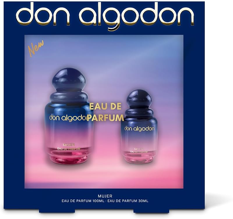 Don Algodón Set Eau de Parfum Mujer | 100 ml + 30 ml | Perfume floral gourmand con lirios del desierto, coco e iris | Fragancia intensa, femenina y elegante | Ideal para regalo
