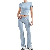 SUUKSESS Women 2 Piece Lounge Sets Going Out Y2K Foldover Pants Matching Pajamas