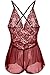 Avidlove Women Sexy Lingerie Lace See-through Babydoll Open Crotch Pant Dress (XXL = US XL, Red (FBA))