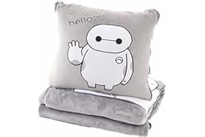 cromissi Soft Baymax Plush Pillow Gray Big Hero 2 in1 Throw Pillow & Blanket Figure Stuffed for Xmas 40CM, 15.7in