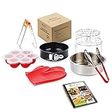 Premium Instant Pot Accessories Set – 7 Pieces Value Pack – Fits 5, 6, 8 QT InstantPot. Steamer Basket, Springform Pan, Egg Rack, Silicone Egg Bites Mold, Bowl Clip, Tong and Silicone Gloves