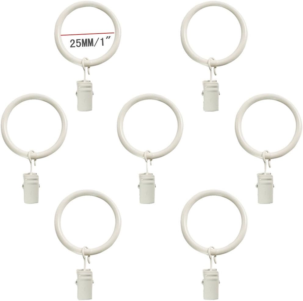 Ltsstoreuk 1 Inch Decorative Metal Drapery Curtain Rings with Clips, White Shower Cafe Window Curtain Clip Rings - Image 3