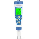 EZTOCH Digital Pool Chlorine pH Salt Water Tester, 8 in 1 Hydrogen ORP TDS | pH Salinity ORP Tester, for Salt Water Pool Hot Tub Spa, Hydrogen Water Tester, Free Chlorine Tester, pH EC Meter Hydroponic
