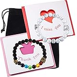 Hicarer 2 Pieces Lava Bead Bracelets Pet Memorial Bracelets Rainbow Bridge Bracelets and 2 Pieces Cards for Men and Women