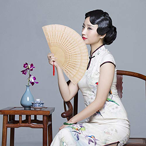 image for Grosun 10 Packs Chinese Sandalwood Fans, Handheld Folding Fans with Ta