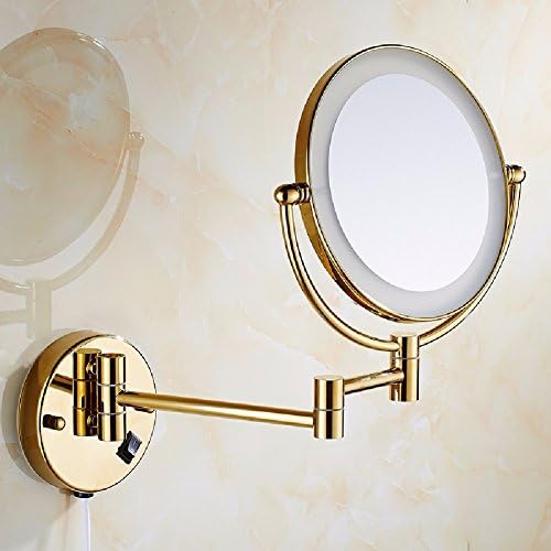HQLCX Full copper folding band lamp, LED cosmetic mirror, bathroom telescopic mirror, bathroom wall mounted double magnifying bathroom mirror