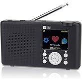 Ocean Digital WR-23 Portable FM Internet Radio 2.4” Color LCD Built-in Battery Wi-Fi Bluetooth (Black)