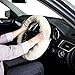 Zone Tech Luxurious Non-slip Car Decoration Steering Wheel Plush Cover – White Authentic Sheepskin Thermal Steering Wheel Cover