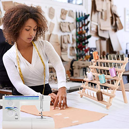 MILIJIA 60-Spool Sewing & Embroidery Threads Wooden Rack Organizer