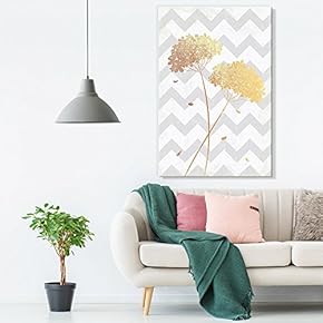 Canvas Wall Art - Golden Flowers on Silver Background - Giclee Print Gallery Wrap Modern Home Art Ready to Hang - 12x18 inches