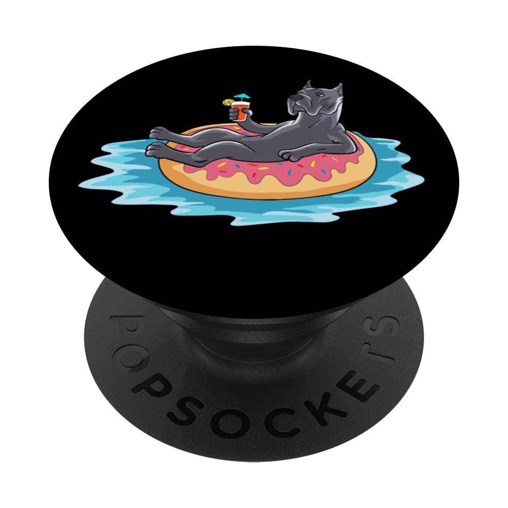 Cane Corso Donut Beach Vacation Summer Travel Sea PopSockets Swappable PopGrip