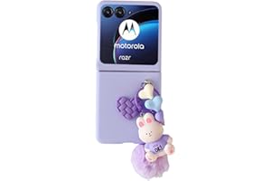 LOZEGUYC for Motorala Razr Plus 2024 Case Cute Plush Rabbit Toy Phone Charm Design,Razr+ 2024 Phone Case Frosted PC Back Soft Silicone Bumper Shockproof Girly Cover for Moto Razr+ 2024 with Ring Holder Purple
